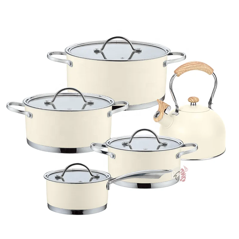 Customizable Kitchen Cooking Pots And Pans Induction Cookware Stainless Steel Cookware Set With Glass Lid
