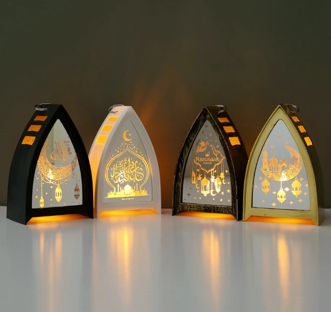Wooden Ramadan Decorations Arabic calligraphy Battery Decor Patterned gold islamic Lamp eid mubarak Light