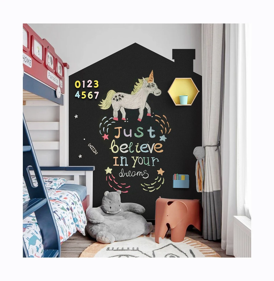 Self adhesive Iron back magnetic soft flexible chalkboard wet erase wallpaper for learning and teaching