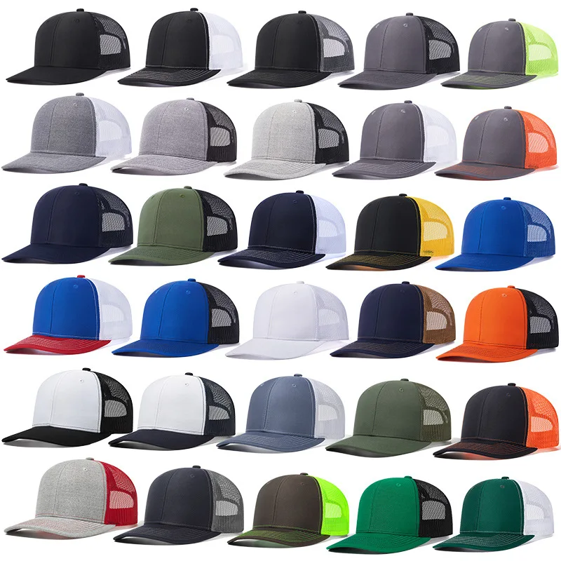 High Quality Slightly Curved Brim Mesh Baseball Cap Richardson 112 Style Snapback Cap Fashion Fitted Two Tone Trucker Cap