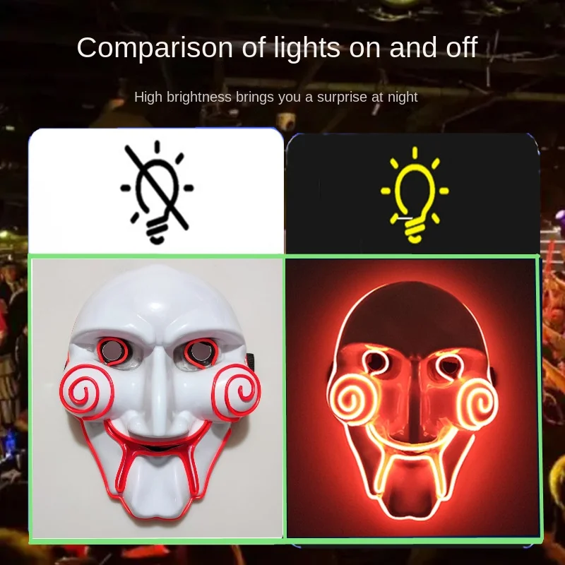 Glowing Skeleton Party Masquerade Mask for Halloween Cosplay Carnival Party Gothic Style Luminous Mask for Ball Costume