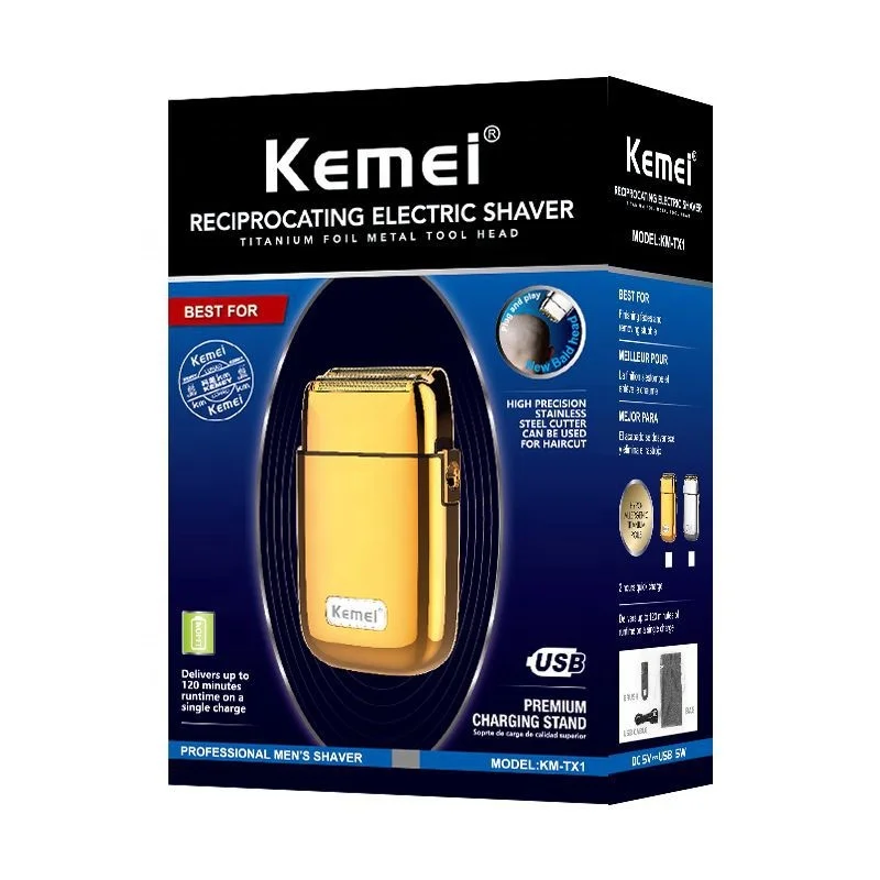  Amazon горячая Распродажа Kemei TX1 электробритва km-tx1 металлический корпус бритвенная головка зарядка через
