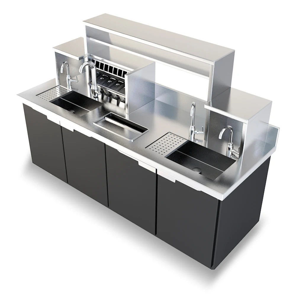 1.8m Black titanium refrigerate freezing double temperature machines for producing bubble tea popping boba table machine