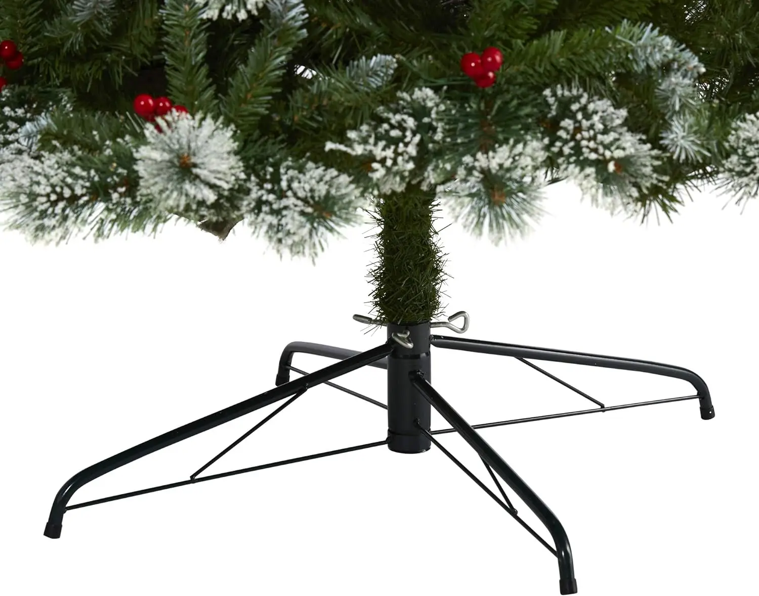 9ft. Hot Selling  Slim Frosted Swiss Pine Artificial Christmas Tree with 700 Clear LED Lights and Berries