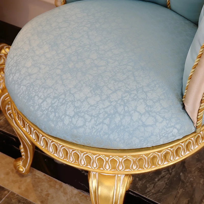 European style bedroom furniture classic royal hand carved dressing stool baroque golden foil classic dressing stool