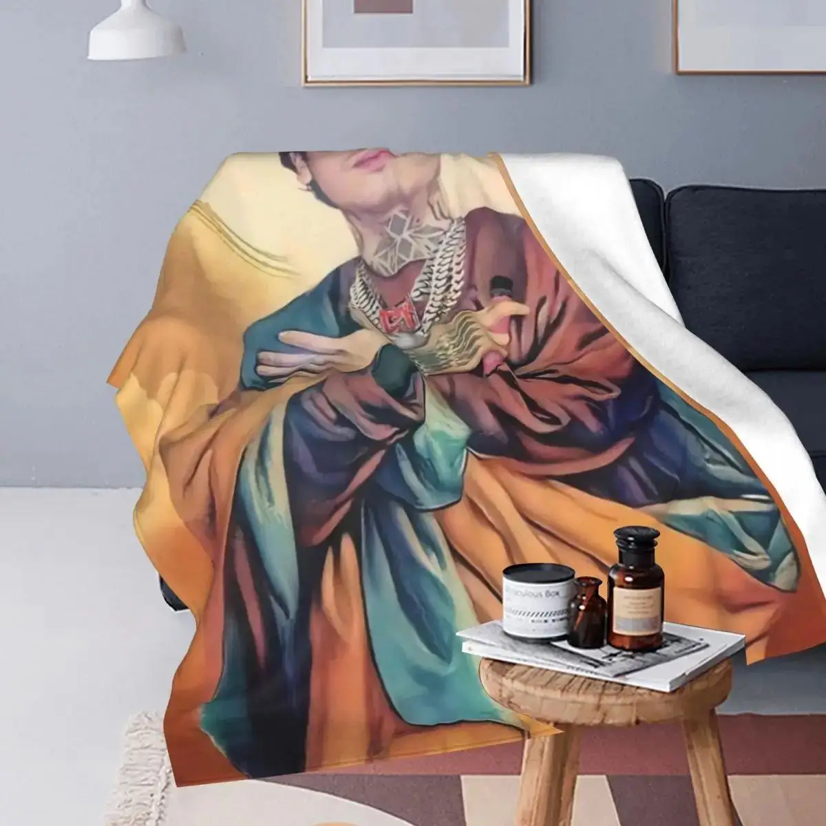 N-Natanael Canos Blanket Singer Funny Jesus Travel Office Flannel Throw Blanket Warm Soft Outdoor Custom Bedspread Gift