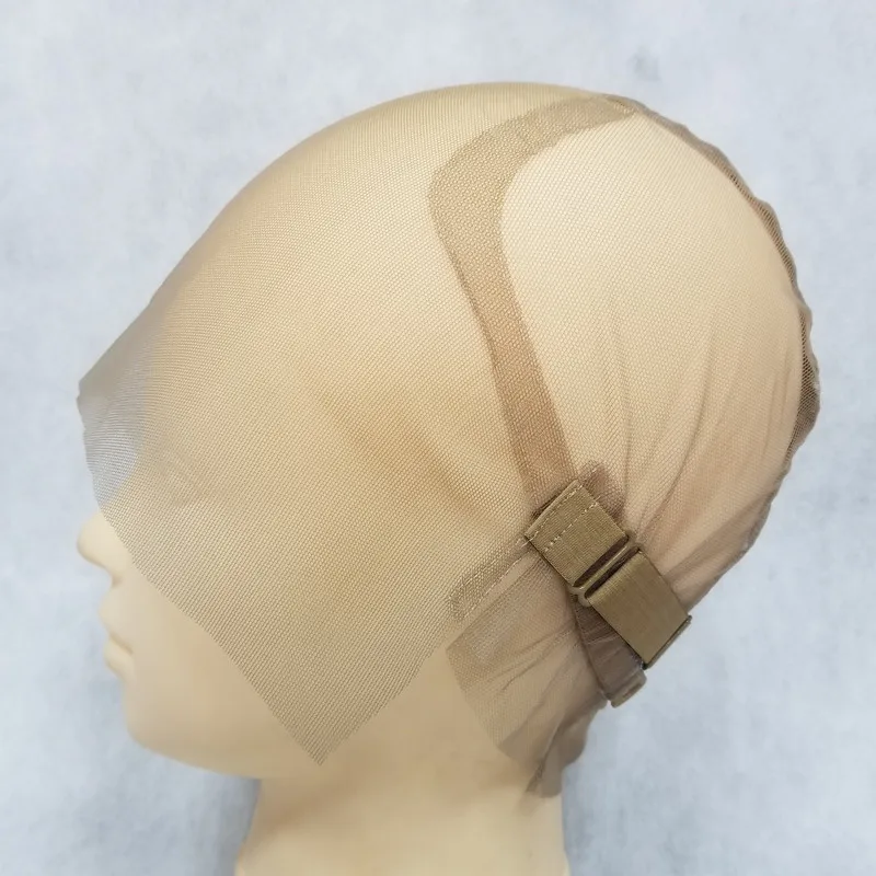 H-17-14B Adjustable Stretch Straps Full Lace Wig Cap For Making Wigs New Fishnet Mesh cap wigs