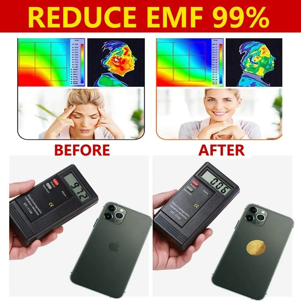 
EMF Protection 24K Gold Plated Radiation Blocker for Cell Phone Anti Radiation Protector Sticker Universal for All Electronics 