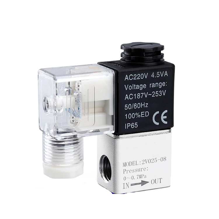 Pneumatic Component 2V Series Two Position Two Port  G1/8' G1/4' Size 12V/220V/110V/24V Pneumatic 2V Solenoid Valve