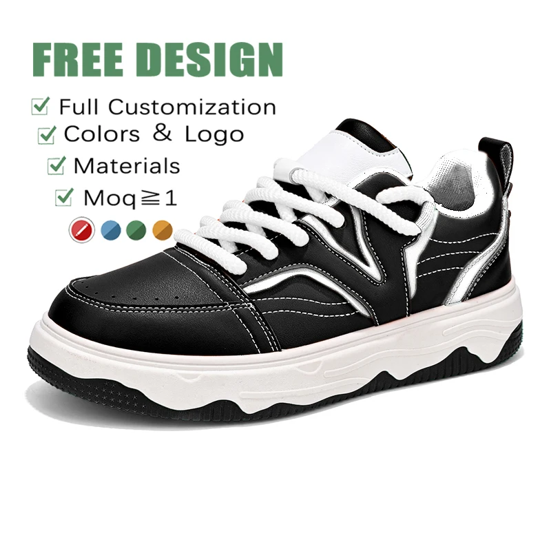 Oem-shoes Custom Logo Brand Design Skateboard White Black Shoes Manufacturers With My Own Logo Private Label Sneakers
