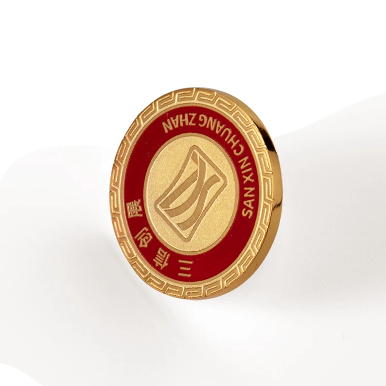 
Customized high-end gas gold-plated metal exquisite maker fashion handsome round nurse aviation name tag button pin badge 