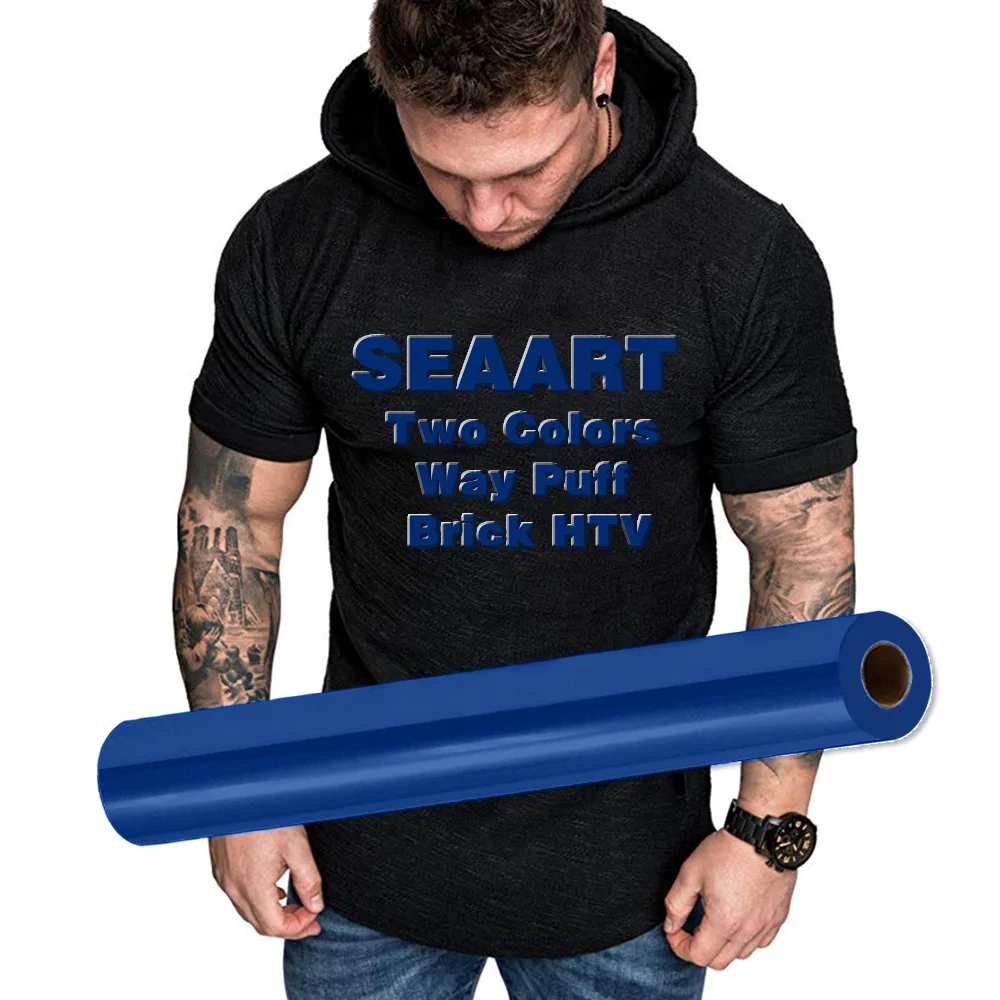 PU Soft Red And Yellow 3D Brick HTV Flex Vinyl Puff Heat Transfer in Two Color Ways