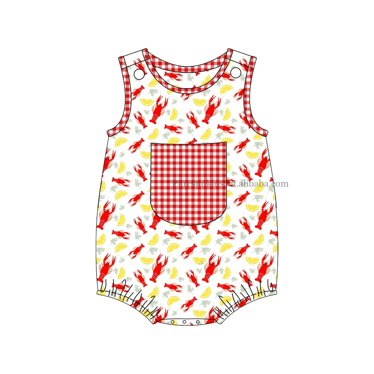 2022 hot sale boys clothing romper fashion sleeveless tank pocket baby bubble bodysuit snap buttons newborn kids jumpsuits