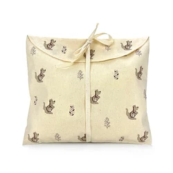 Wholesale eco friendly cotton envelope drawstring gift packaging bag pouch with bow