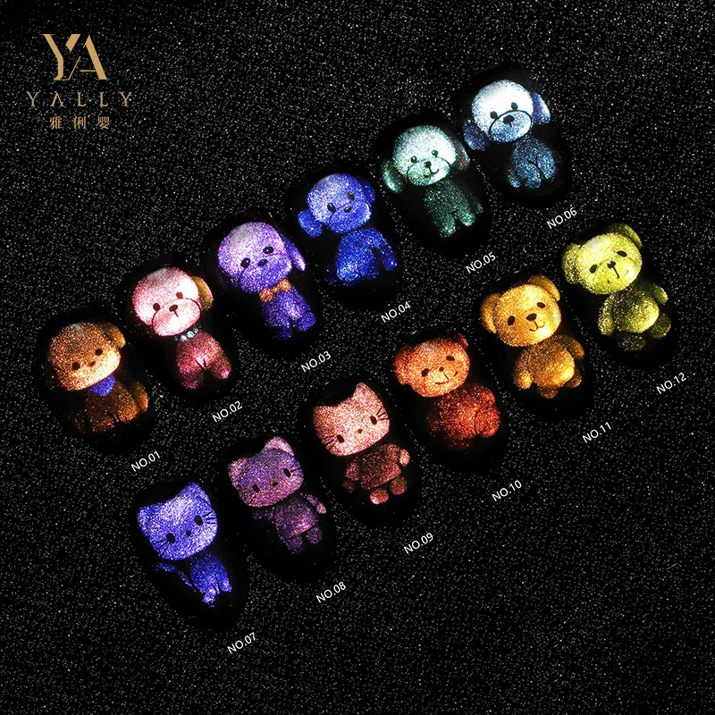 High quality Candy Colors Glitter Gel Polish Magnetic Cat Eye UV Gel Varnish for Nail Art Design