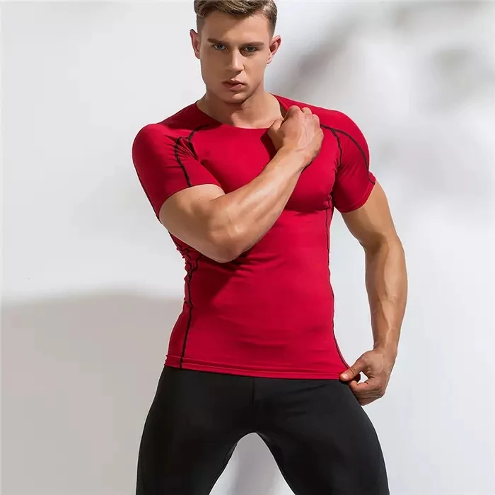 2022 bulk buy custom logo Blank Gym Active wear Men Fitness Gym t-shirt Workout Quick Dry short sleeve slim fit men t-shirts