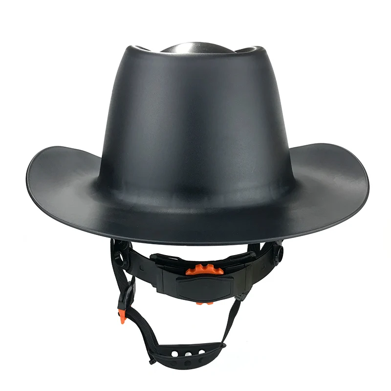 ANT5PPE Black Head Protection Helmet Western Cowboy Hard Hat with 6 Point Ratchet Suspension and Sweatband