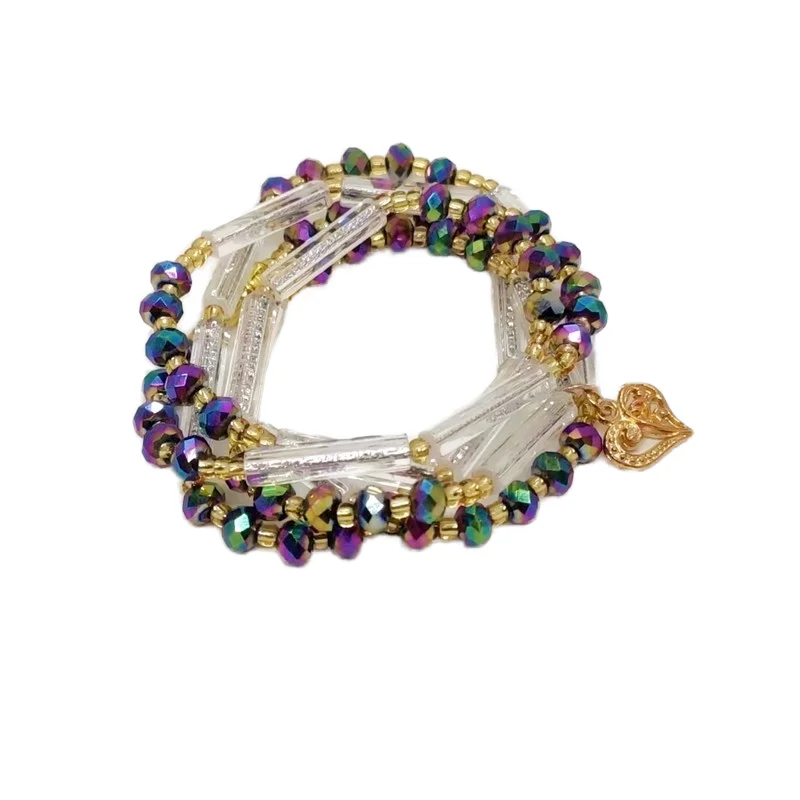 2024 hot selling bohemian waist bead belly chain fashion summer beach colorful crystal beads pendant waist chain for women girls