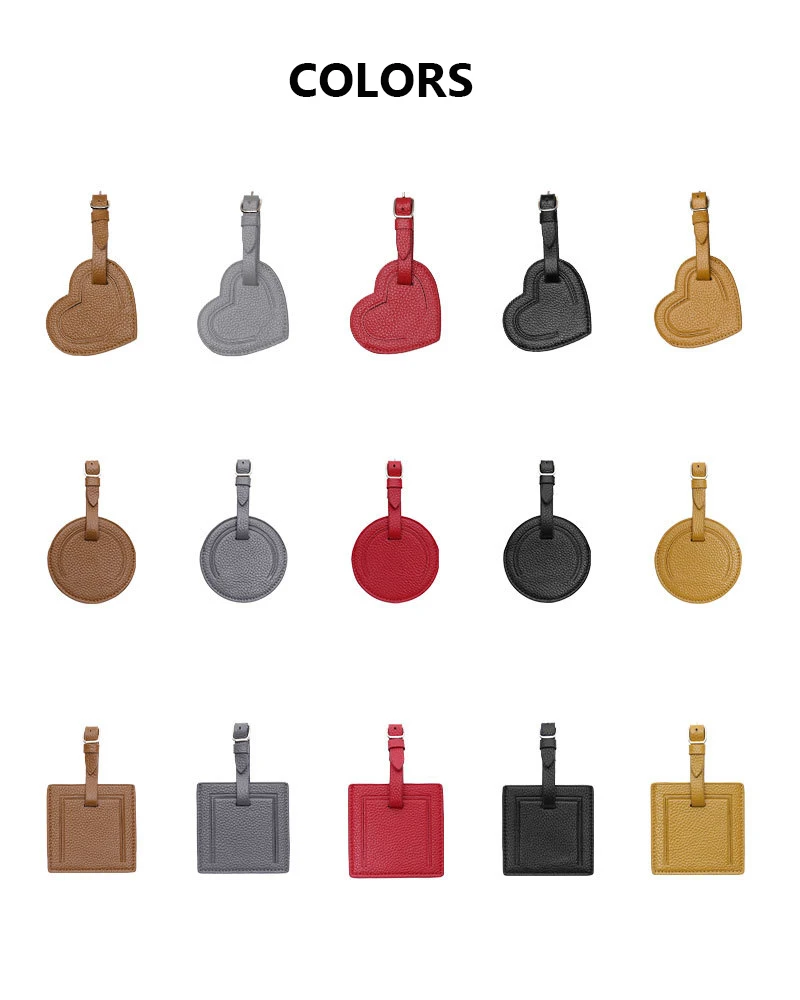 Custom Logo Genuine Leather Luggage Tag For Travel Trip Real Leather Suitcase Tags For Promotions Gifts Custom Packaging Low MOQ
