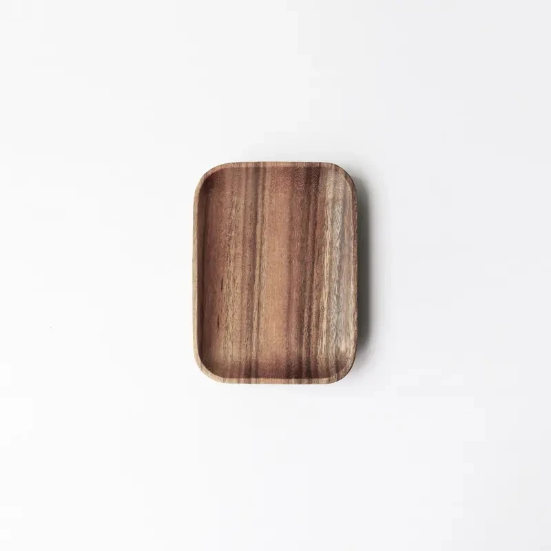 Hot Sale Custom OEM Hand Made Natural Kitchen Long Rectangular Square Acacia Wood Tray