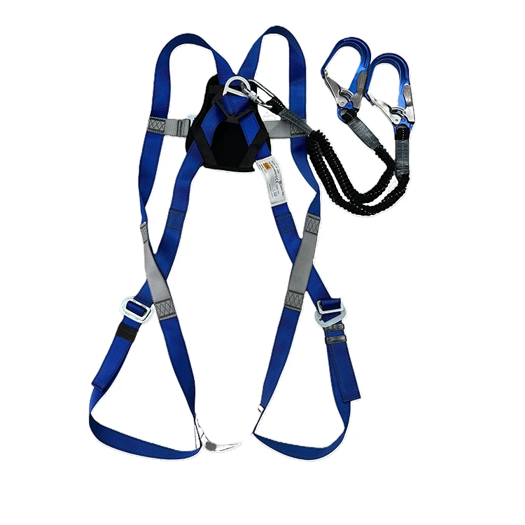 New Arrival Full-Body 5-Point Fall Protection Safety Harness Belt to Keep Safe Outdoor with Double Elastic Aluminum Lanyard