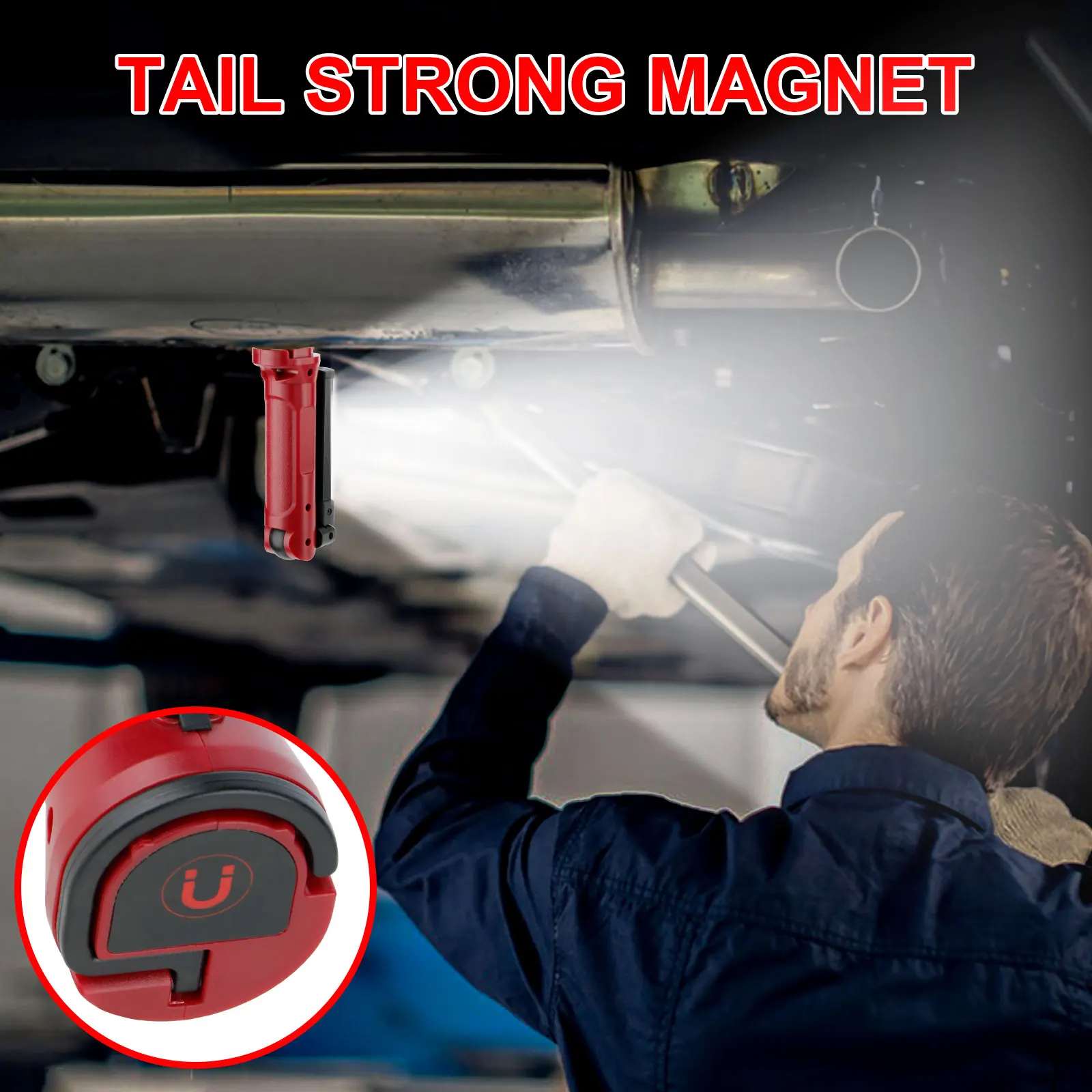 Multi-function Portable LED USB Rechargeable Flashlight Torch Folded COB Magnetic Hook Work Light Lamp For Outdoor Car Repair