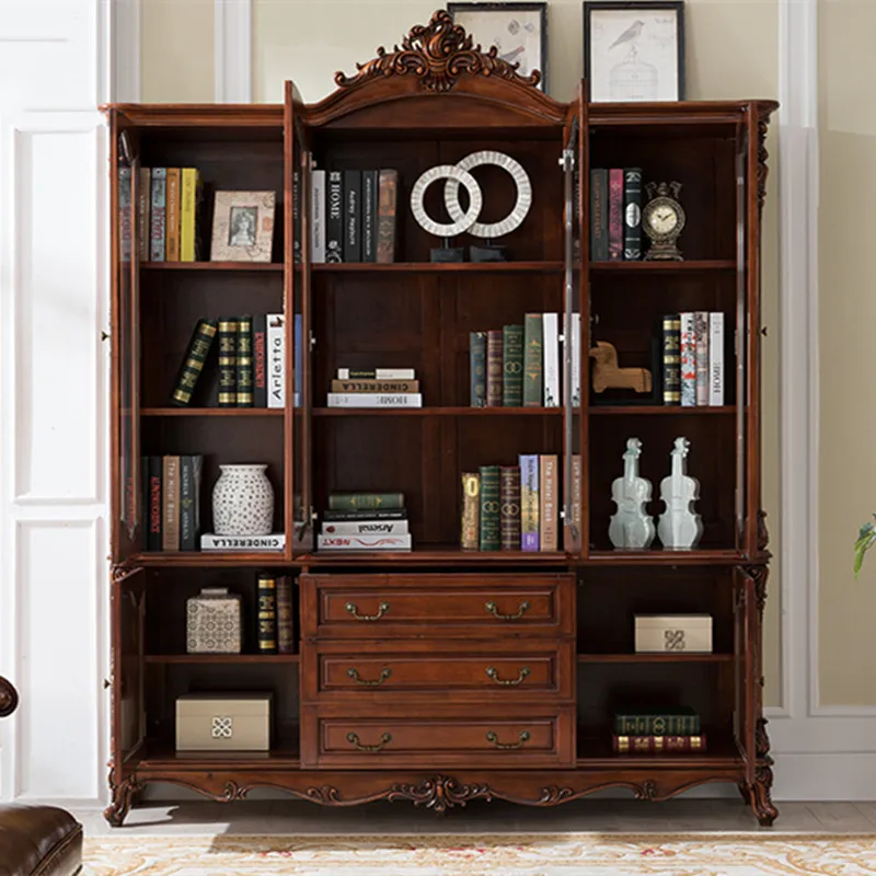 Американский античный дизайн, домашний офисный книжный шкаф из массива дерева, мебель AI318