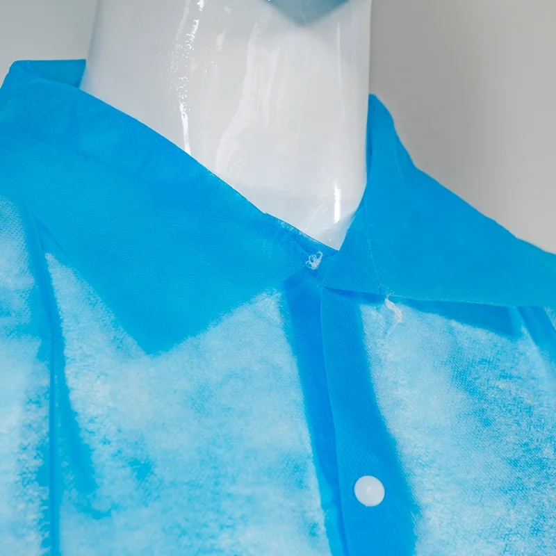 New Comfortable Hospital Uniform Work Medical Clothes Customized Disposable Blue Lab Coat