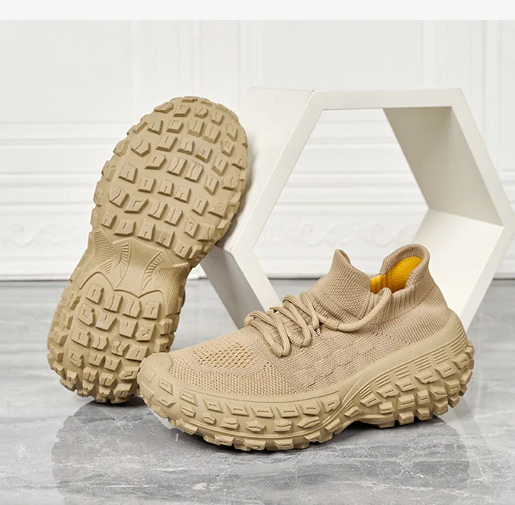 New autumn flying woven breathable and comfortable tire sole dad shoes couple thick sole versatile sports casual shoes