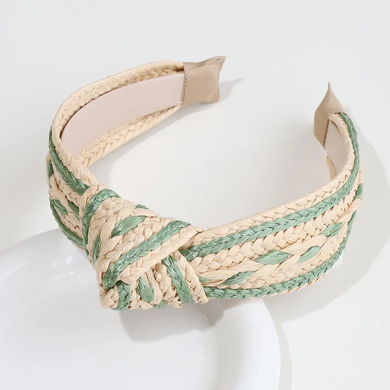 Retro Summer Straw Lafite Resort Style Knotted Headband Fashion on Vacation Hair Accessories For Women