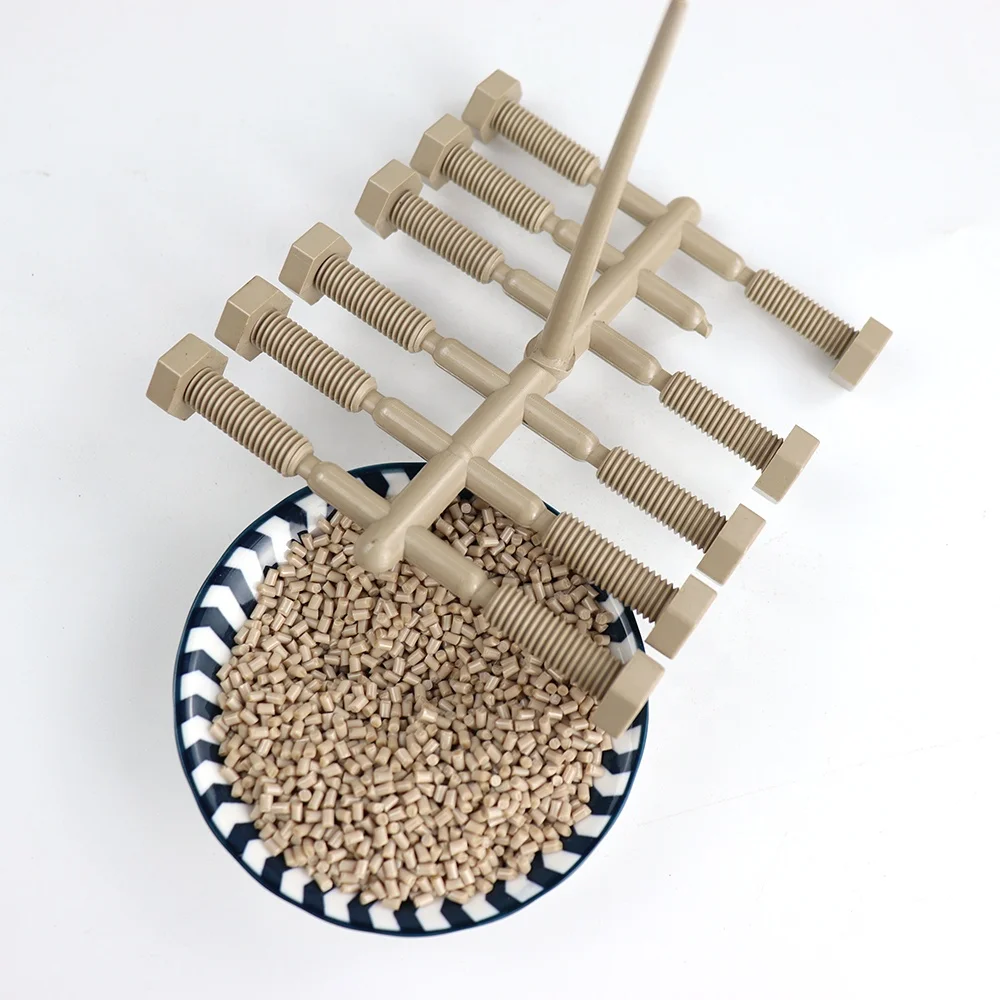 CNC Machining Natural Glass Fiber Filler Reinforced Custom Plastic Rod PPS Rod Bar PEEK Material Rod