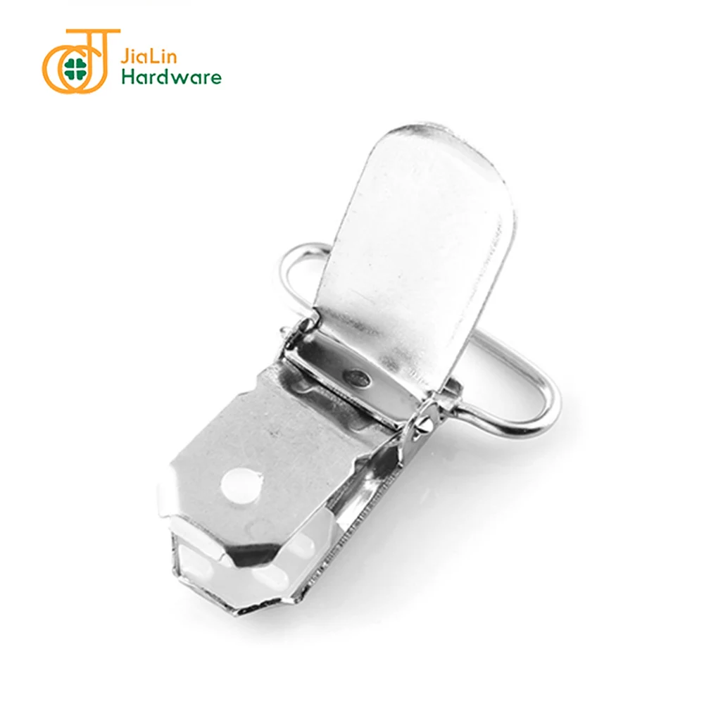 Nickel free Lead free factory wholesale pacifier clips 1 inch 25mm metal suspender clips with custom logo