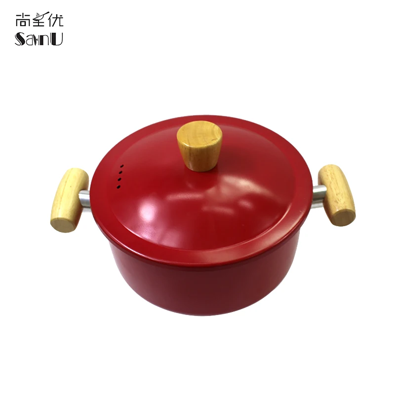 Wholesale factory direct red soup pot non stick casserole pot health kitchen carbon steel pot with iron lid