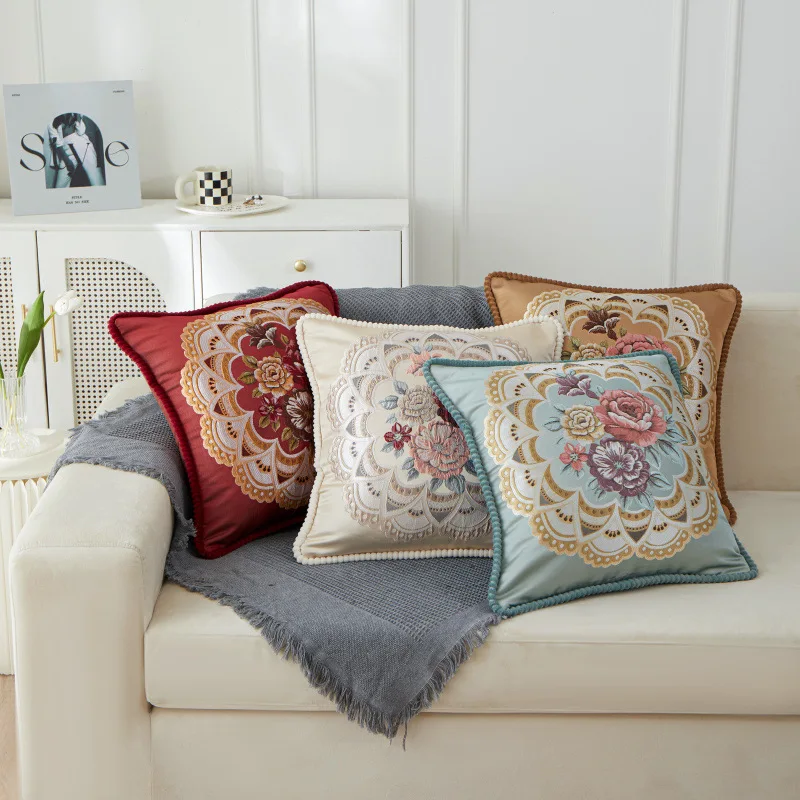 Ready-made high quality Vintage Embroidered Cushion Cover, Sofa Decoration Pillow Cover for Living Room