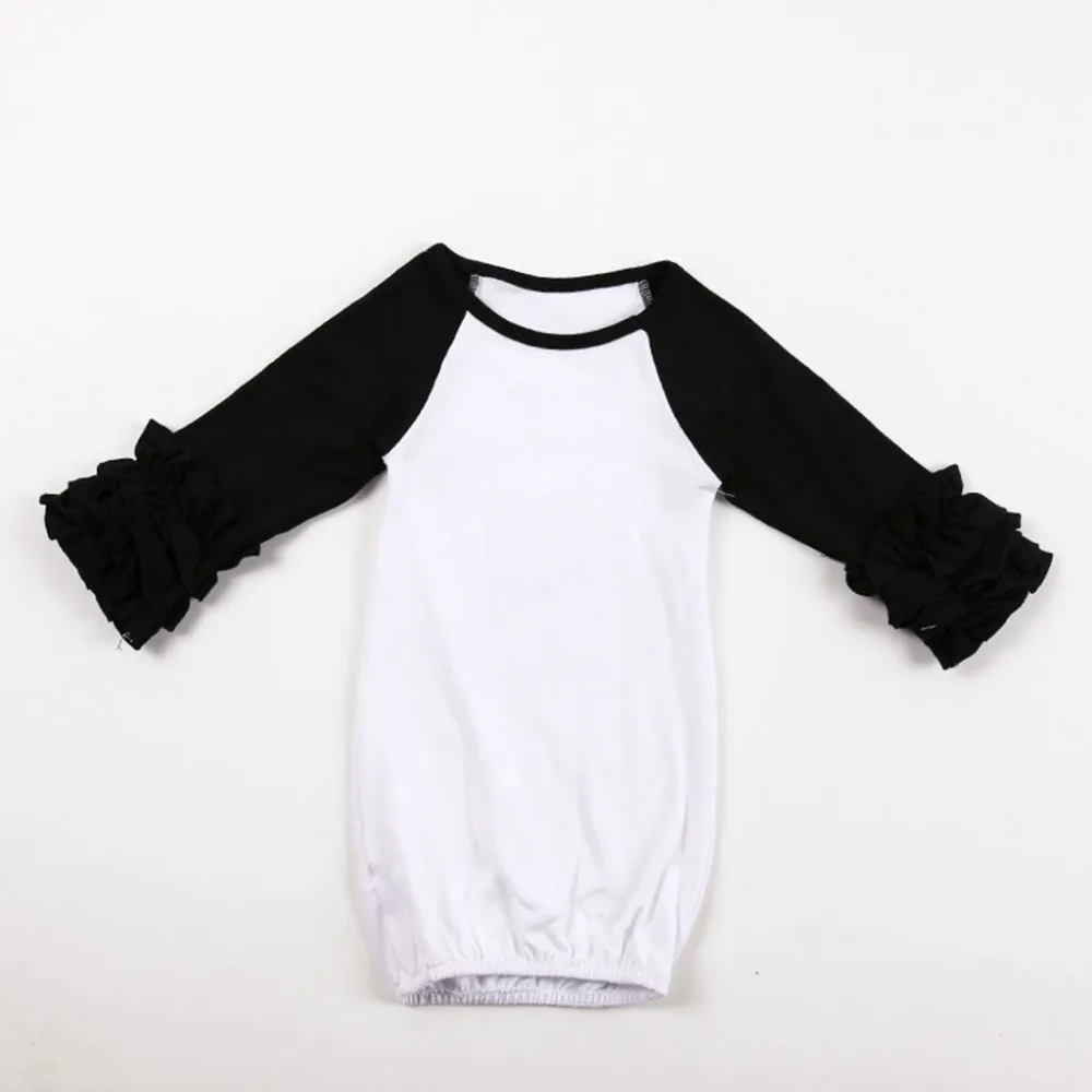 
CFP C088 RTS Raglan Ruffle Sleeve Gown Full Cotton Newborn Baby Girl Ruffle Raglan Baby Gowns 