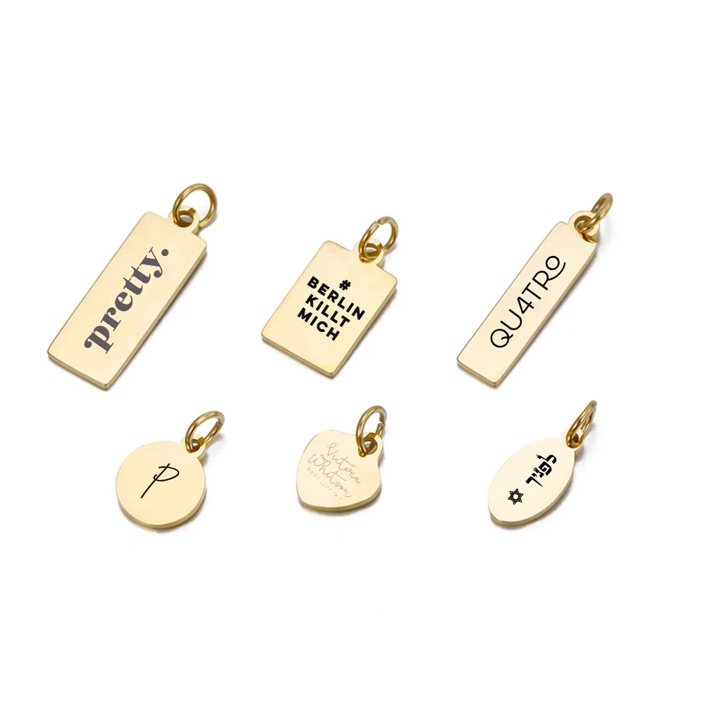 Custom Metal Jewelry Tags,Laser Engraved Logo Gold or Silver Metal Jewelry Tags with Jump Ring
