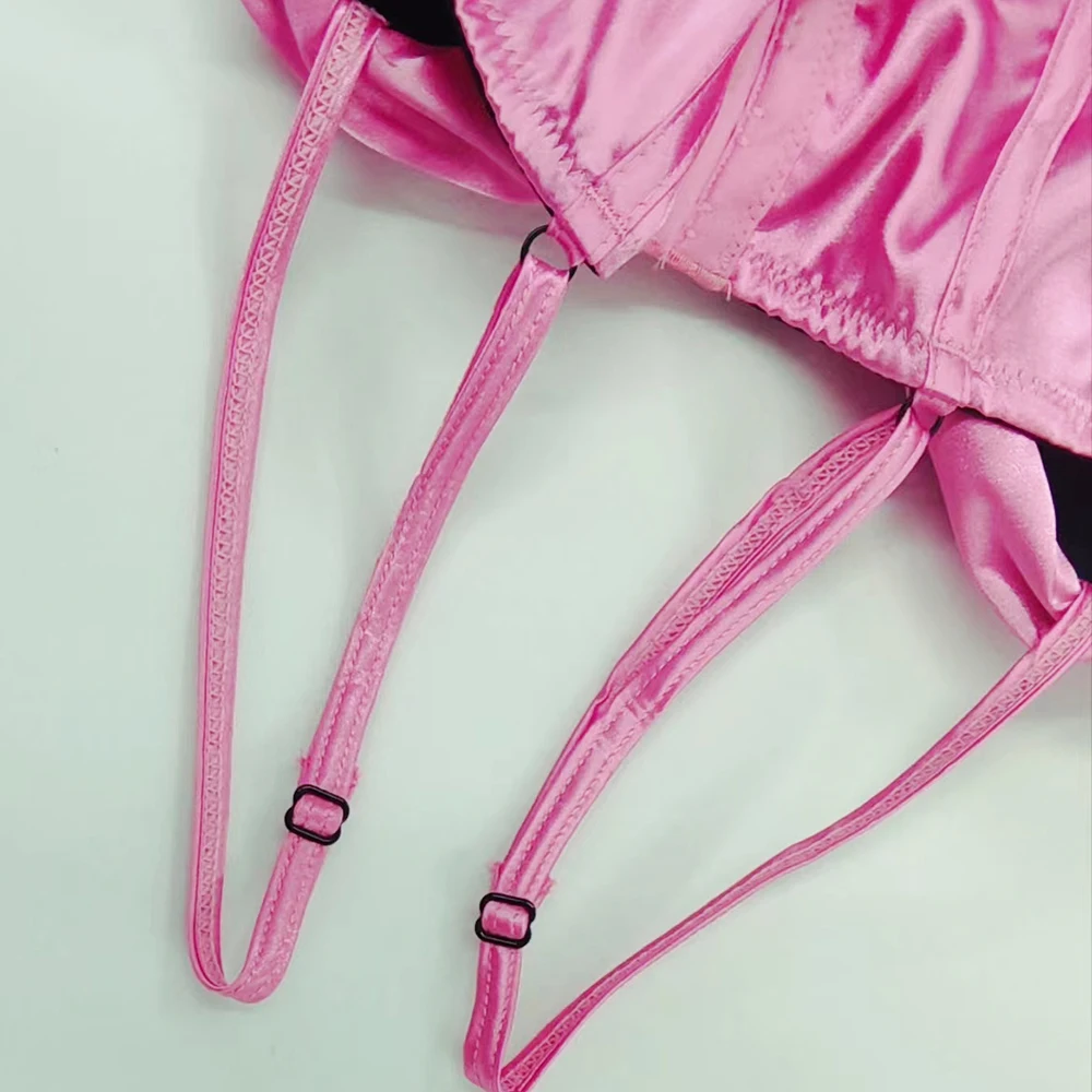 Satin Strap Party Crop Top Hook and Eye Back Outfits Corset Fashion Bustier Sexy Corset Top