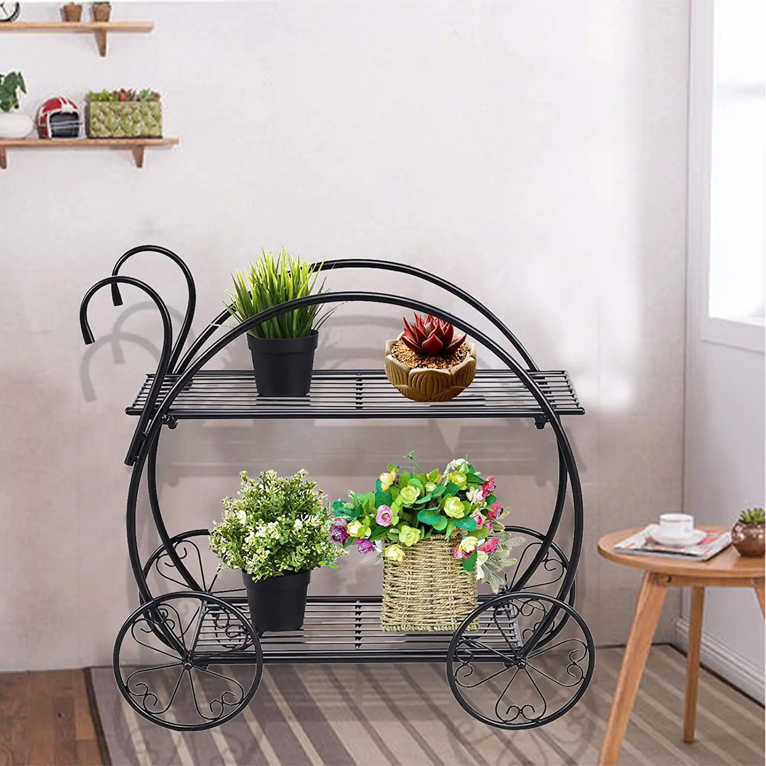 European-style Creative ron Flower Stand Multi-layer Floor-standing Flower Pot Rack Trolley Plant Rack Can Be Customized
