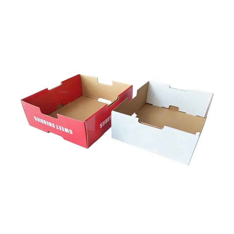 Wholesale Exquisite Printed Cherry Packaging Fruit Box Folding Lid and Base Style Boxes for Fruit and Vegetable Big Capacity Box