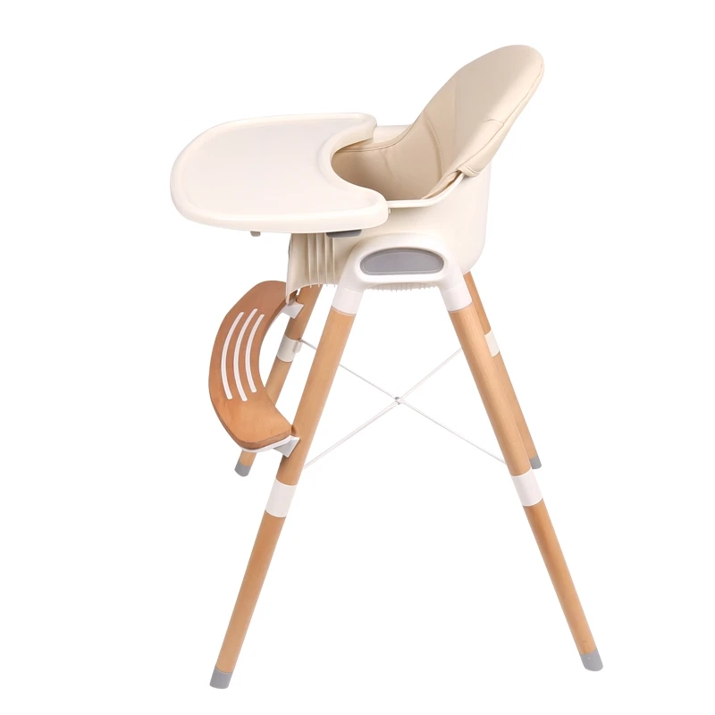 Baby Wood High Chair with Adjustable height and Rocker function for feeding