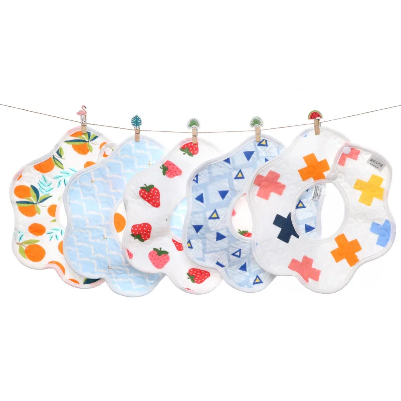 
Factory direct sales cotton 360 degrees waterproof neckline bibs for baby 