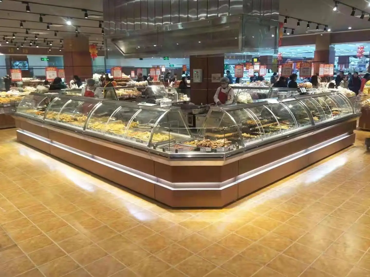 Display Deli Case Showcase Refrigerator Custom Curved Glass Commercial Refrigerator Display Cooler Sliding Display Glass Door