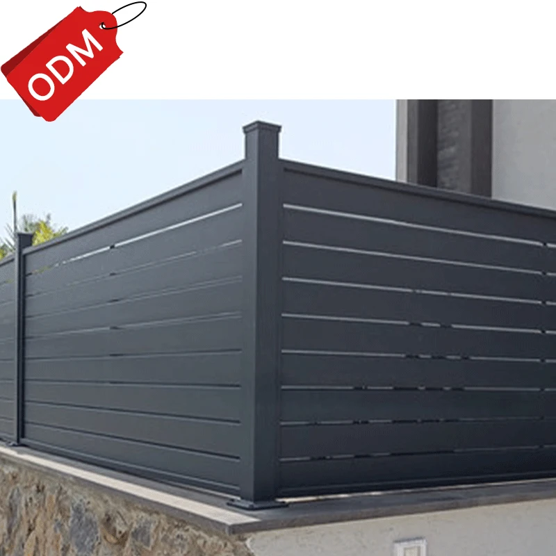 Outdoor metal garden fence board black  powder coated aluminum fence