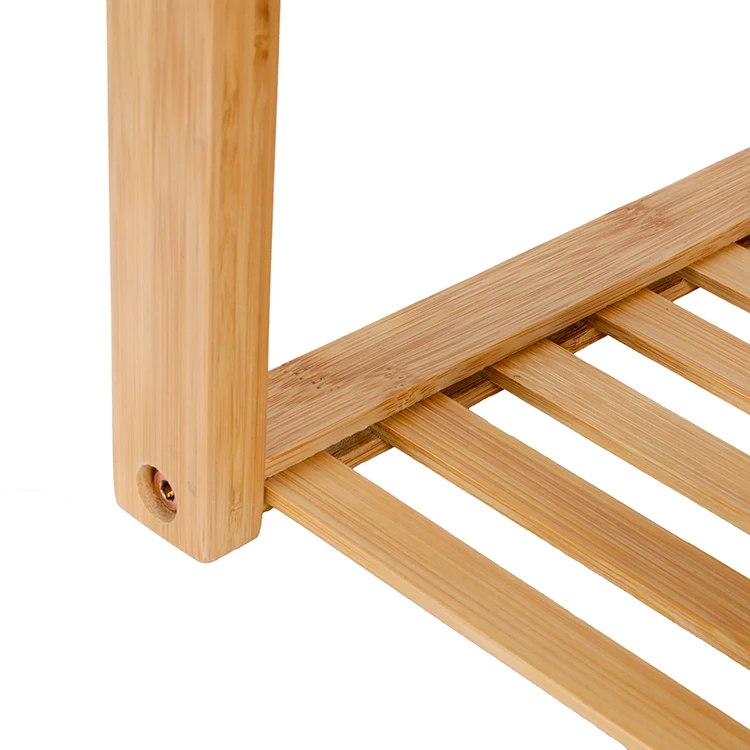 Wholesale Natural Grey NonSlip Feets Storage Shelf Bamboo Shoe Rack Bench with Seat