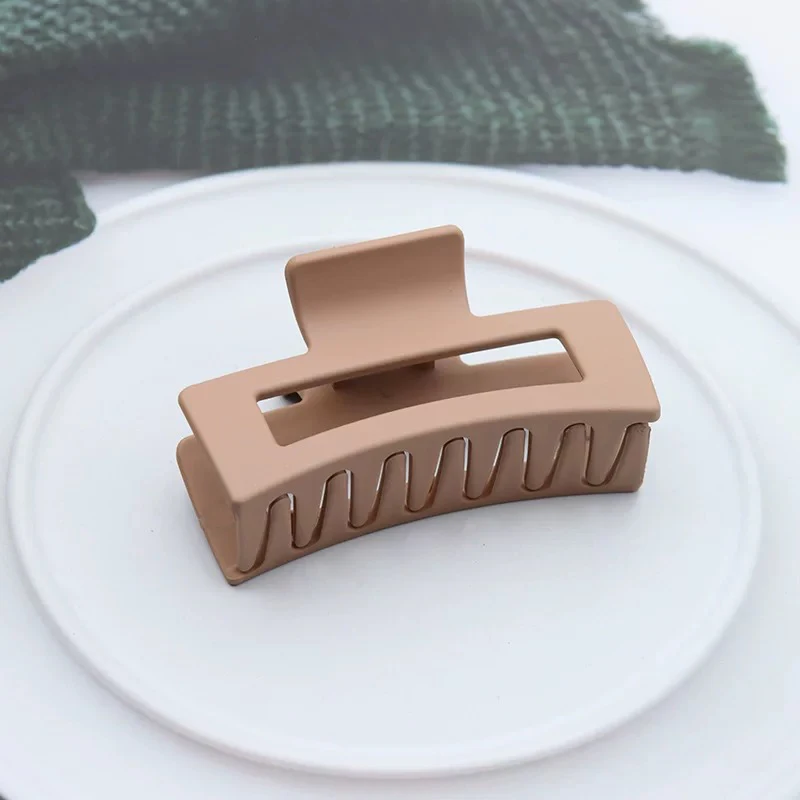 8.5CM Korean Square Hair Clamp Medium Size Plastic Matte Frosted Sharp Hair Claw Clip Hair Accessories For Women