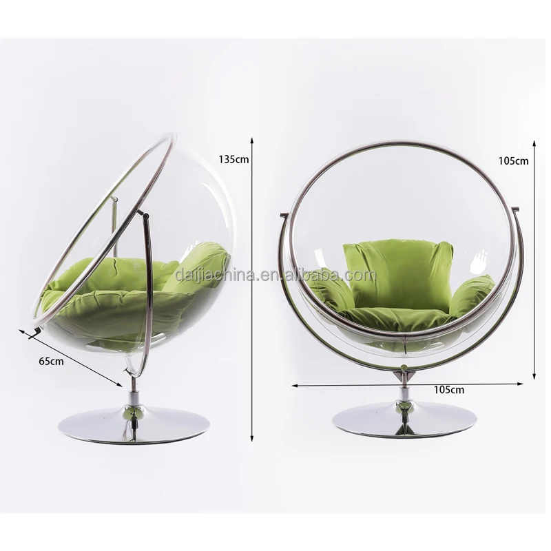Balcony Furniture Outdoor Bubble hanging chairs acrylic swings with waterproof cushions