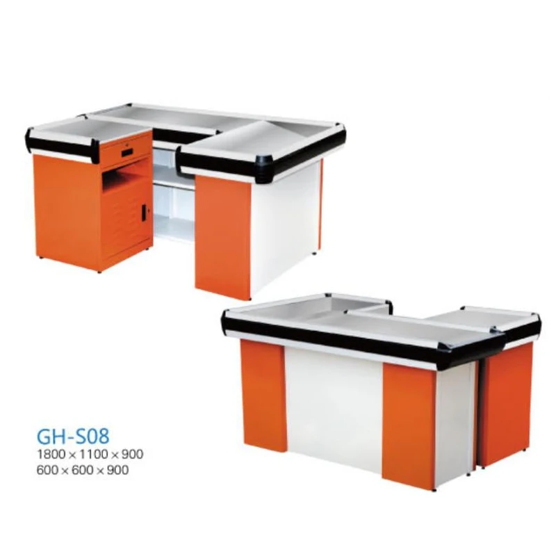 Wholesale Multifunctional Retail Counter Desk Cashier Supermarket Checkout Counter With Conveyor Belt