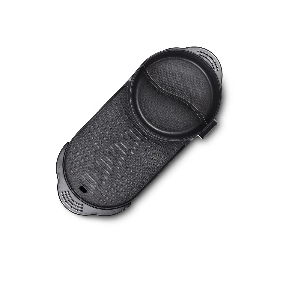 2022 newest multifunction pan easy to clean and nonstick coating electric grill and hot pot 2 in1