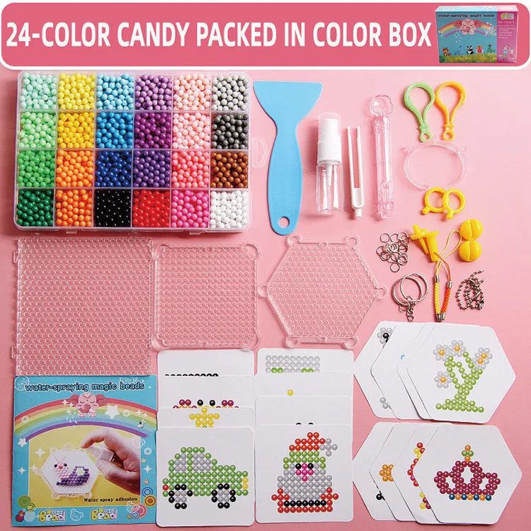 
2021 Amazon Creative Kid Toys 3000 pcs DIY 3D Puzzle Art Craft Spray Water Crystal Sticky Magic Beads 