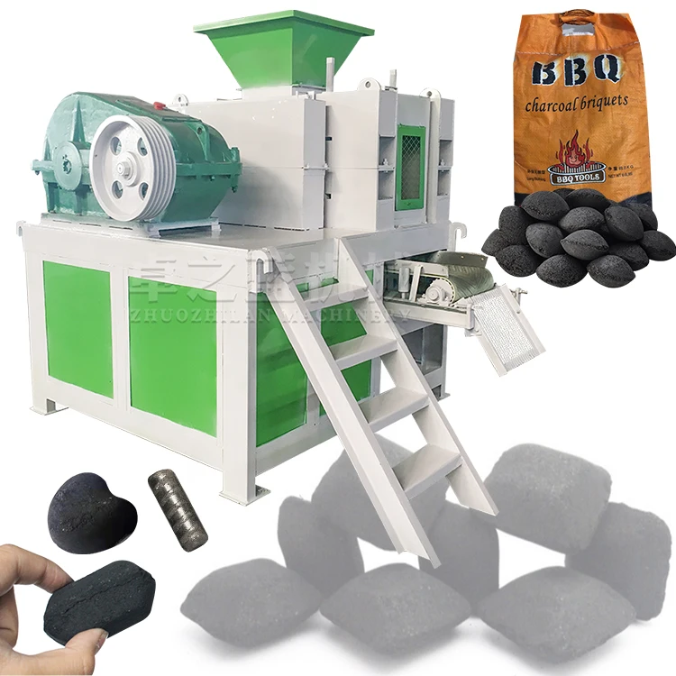 Automatic approved dolomite hoist steel tail white coal bauxite toner ball briquette press barbecue briquette machine for sale
